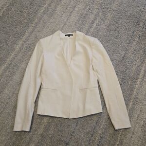 Theory Lanai Bistretch Blazer White Open Front Collarless Jacket Women's Size 4